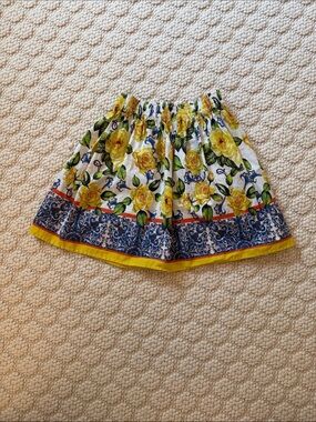 NBW Yellow Floral Border Print Skirt